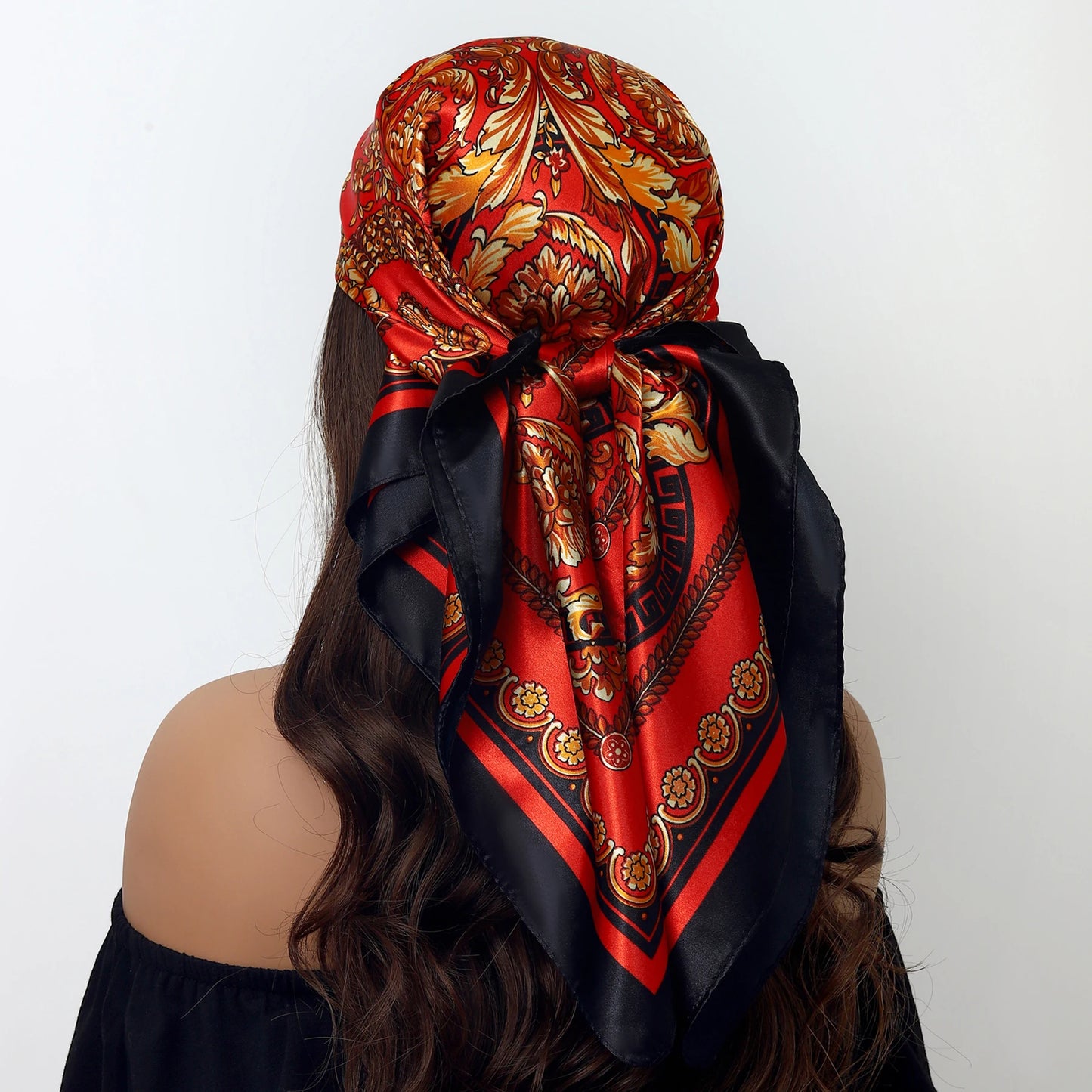 90cm Women Four Seasons Square Silk Satin Bandana Wrap Shawl Scarves Scarfs Sqk7