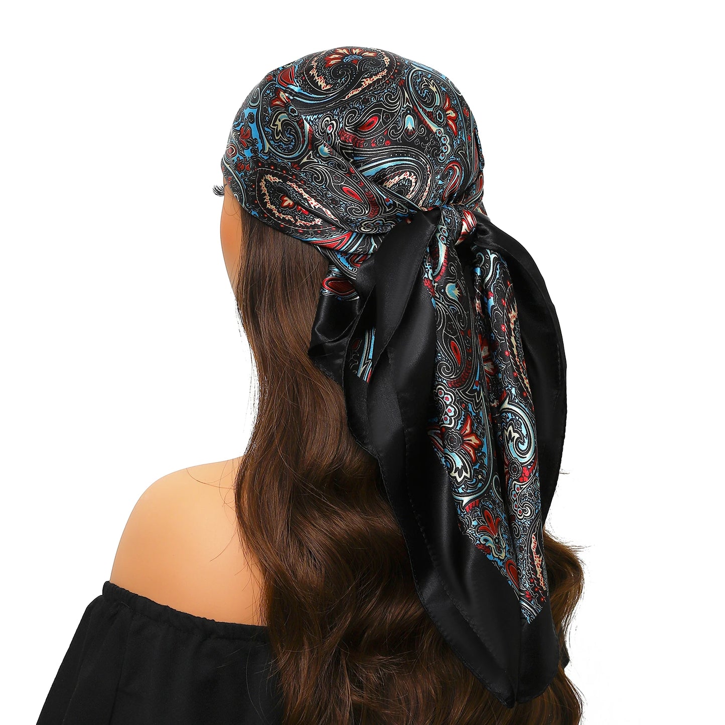 90cm Women Four Seasons Square Silk Satin Bandana Wrap Shawl Scarves Scarfs Spk13