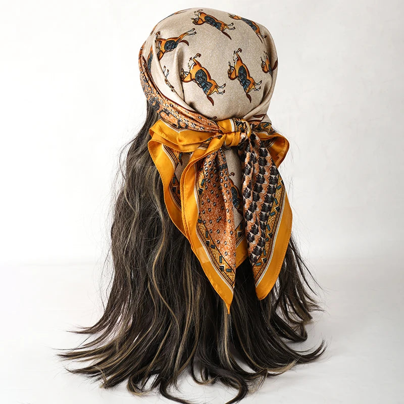 70x70cm Women Fashion Square silk Scarf Bandana Printed Wrap Shawl Scarves