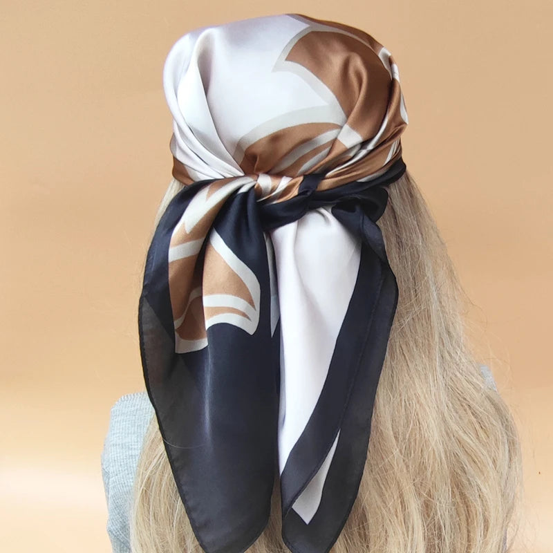 90cm Women Four Seasons Square Silk Satin Bandana Wrap Shawl Scarves Scarfs SRk3