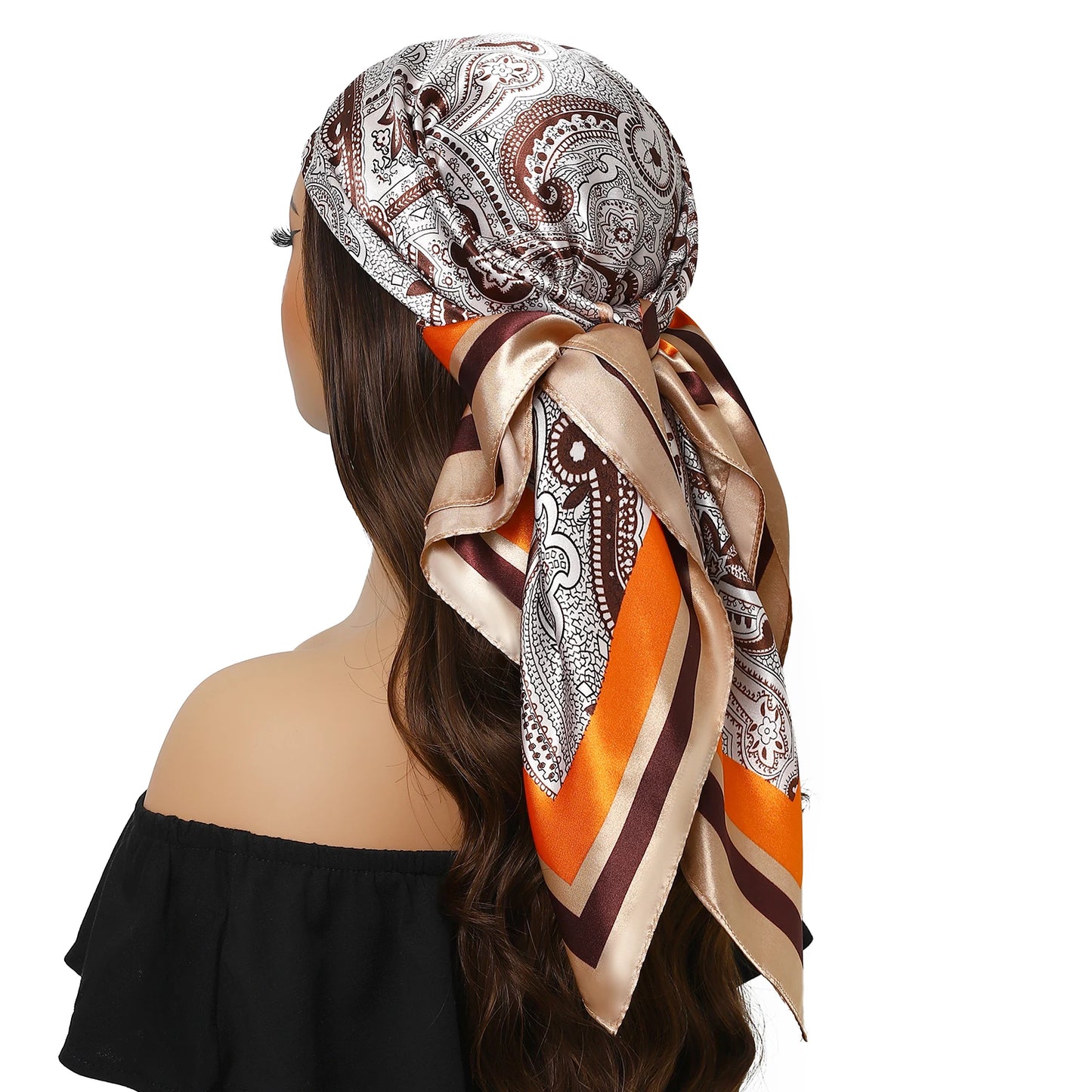 90cm Women Four Seasons Square Silk Satin Bandana Wrap Shawl Scarves Scarfs Spk13