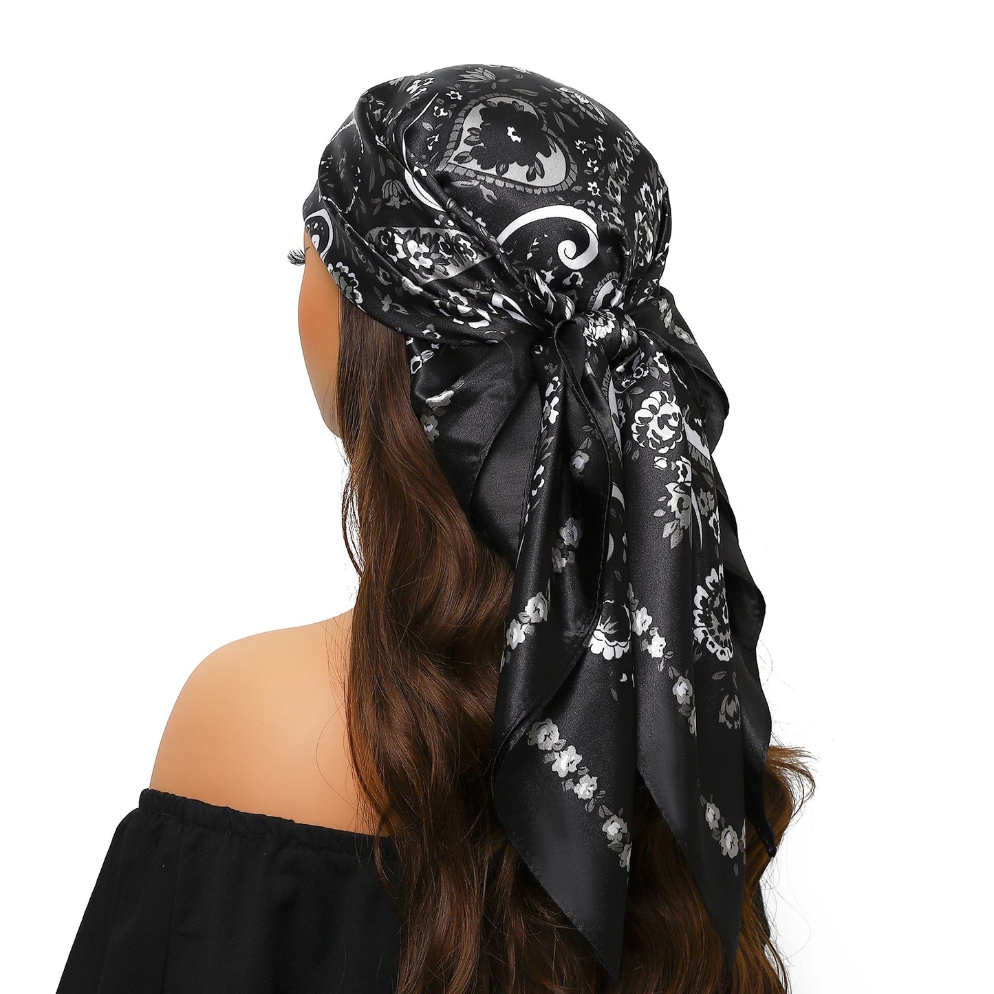90cm Women Four Seasons Square Silk Satin Bandana Wrap Shawl Scarves Scarfs Spk13