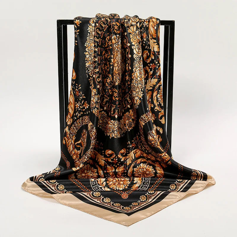Women Fashion Silk Square Scarf Printed Flower Pashmina Bandana Scarves