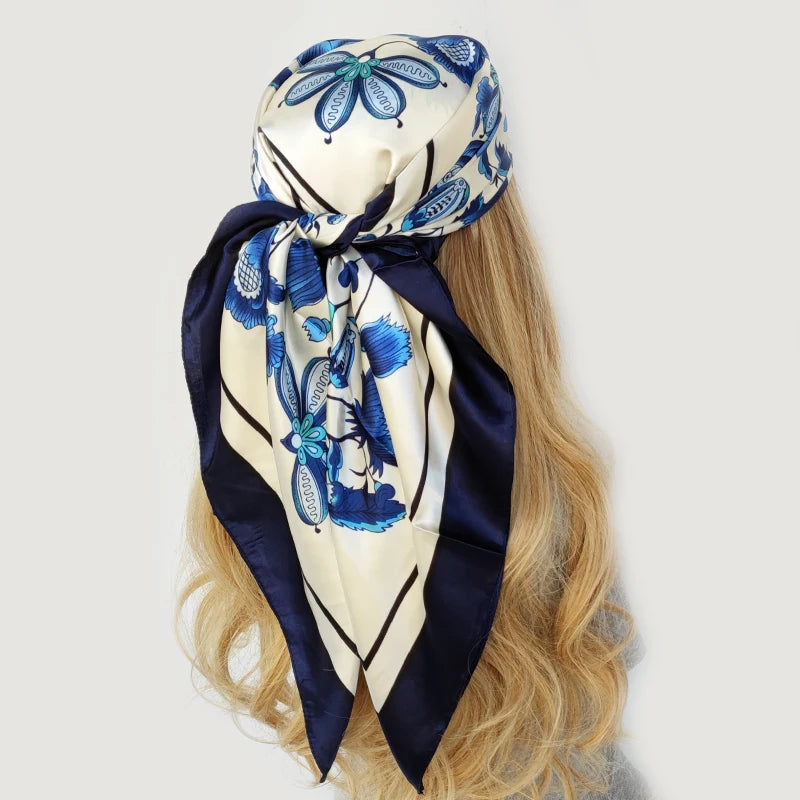 90cm Women Fashion Square Silk Satin Bandana Wrap Shawl Scarves Scarf