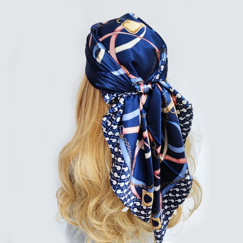 90cm Women Four Seasons Square Silk Satin Bandana Wrap Shawl Scarves Scarfs gpk8