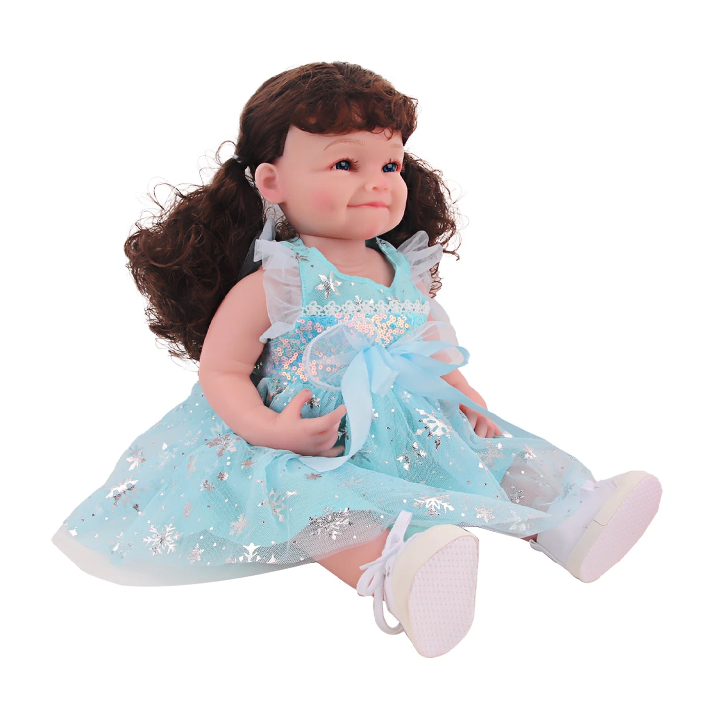 22 Inch Reborn Doll Blue Snow Flower Bowknot Cute Mini Skirt Dress For 55cm Toys Clothesd