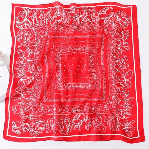 70cm Women Fashion Floral Print Square Silk Scarf Satin Shawl Wrap Scarves