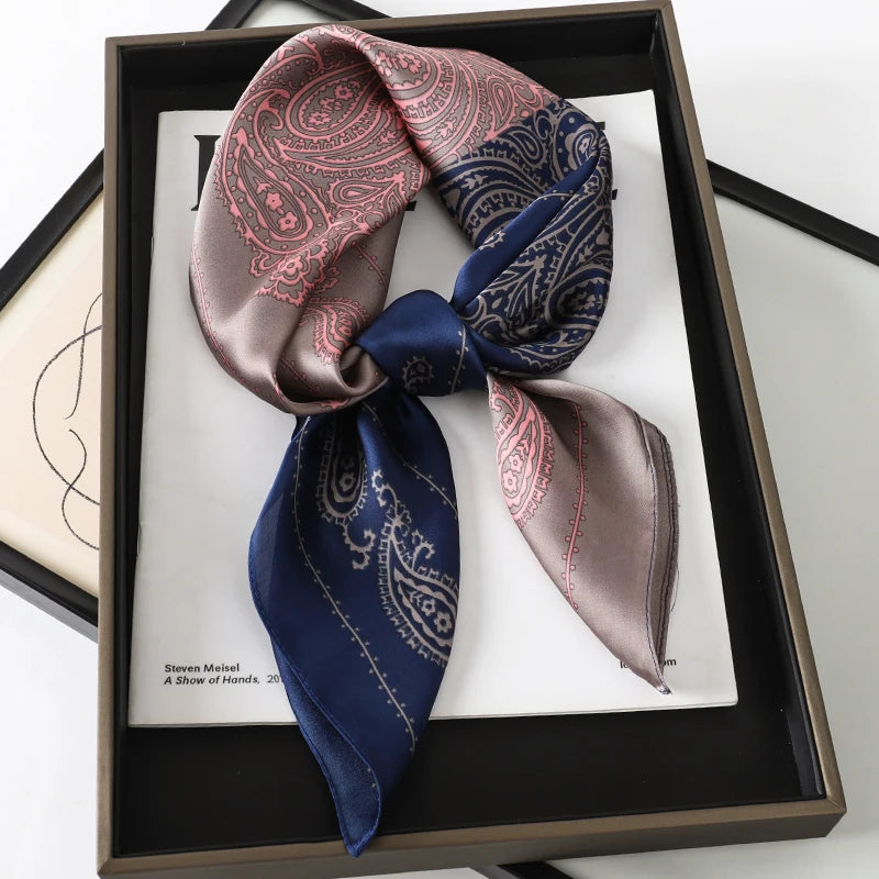 Women Silk Feeling Design Satin Square Scarf Wrap Shawl Scarves