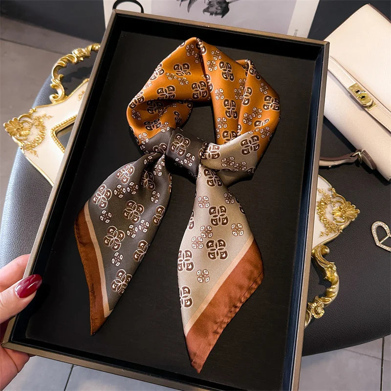 Women Silk Feeling Design Satin Square Scarf Wrap Shawl Scarves