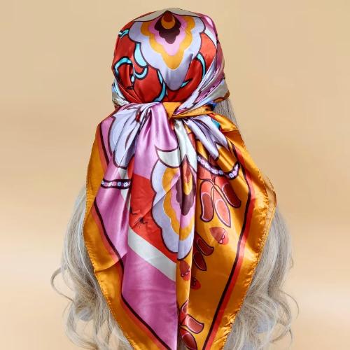 90cm Women Four Seasons Square Silk Satin Bandana Wrap Shawl Scarves Scarfs gkj2