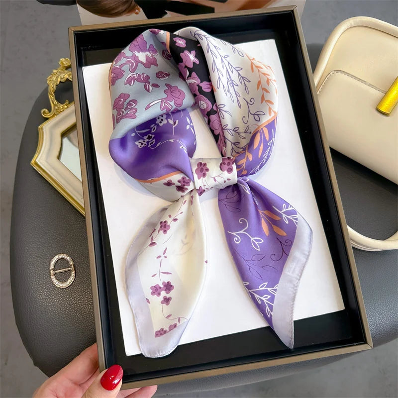 Women Silk Feeling Design Satin Square Scarf Wrap Shawl Scarves