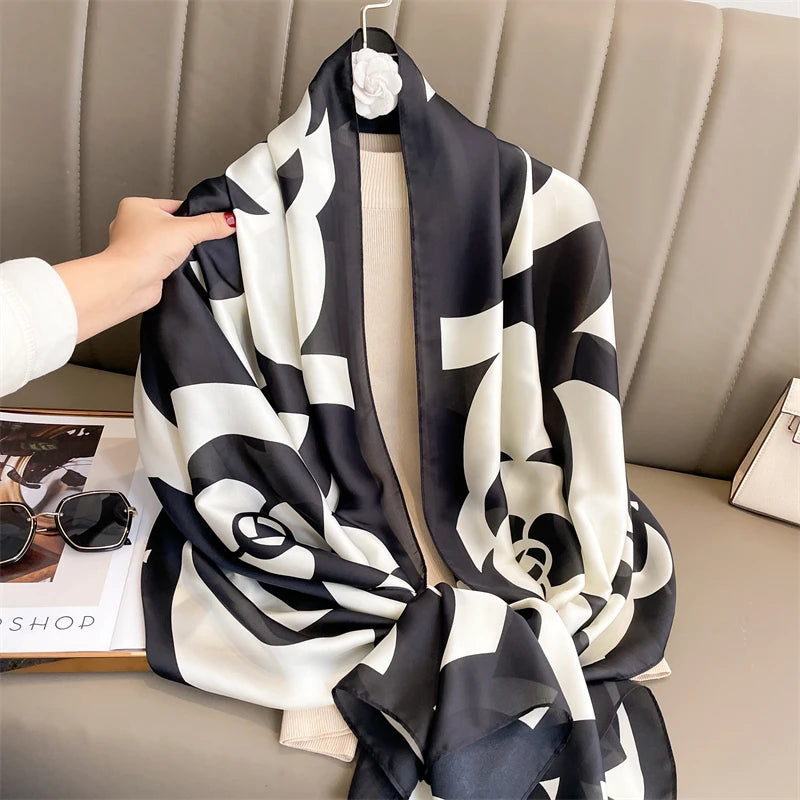 180x90cm Women Fashion Large Satin Silk Scarf Bandana Turban Shawl Scarves