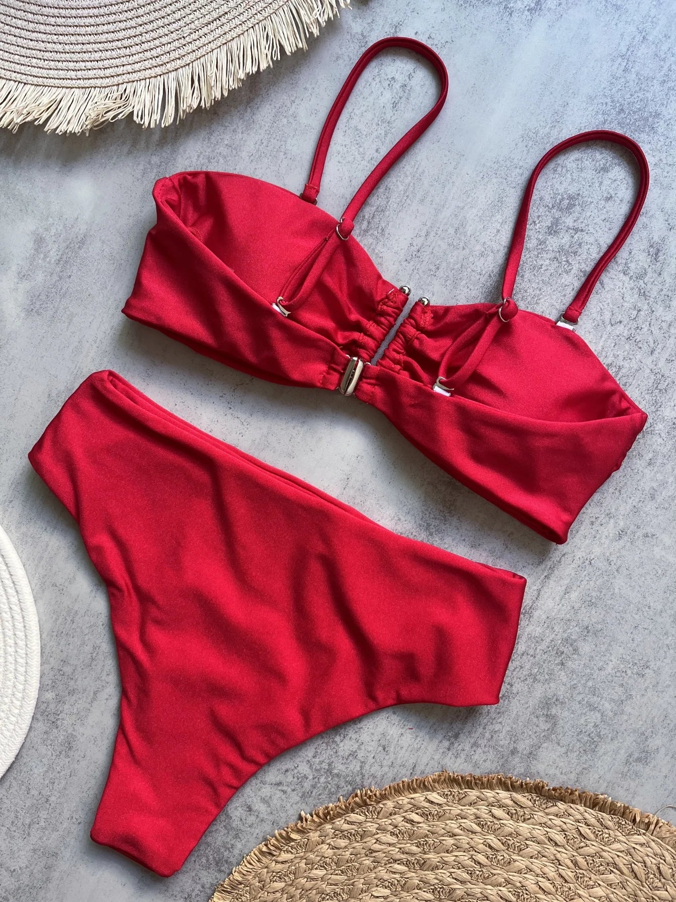Sexy Push Up Swimwear Brazilian Bikini Thong Solid Beachwear Bathing Suits