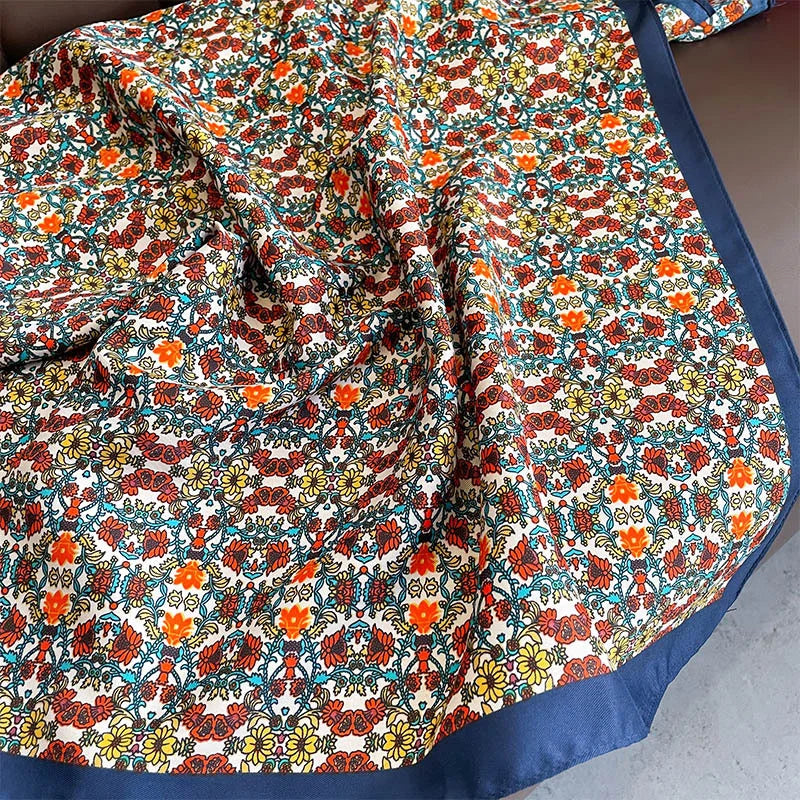 90cm Women Twill Silk Satin Scarf Shawl Wrap Square Printed Bandana Scarves