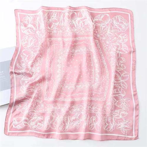 70cm Women Fashion Floral Print Square Silk Scarf Satin Shawl Wrap Scarves
