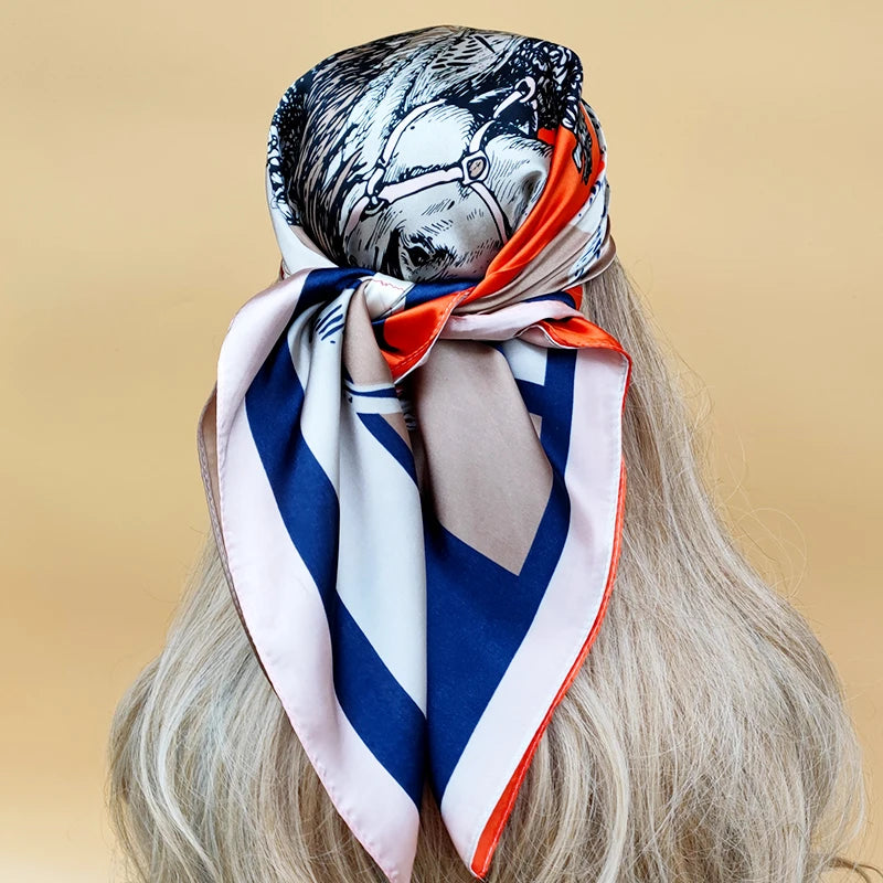 90cm Women Four Seasons Square Silk Satin Bandana Wrap Shawl Scarves Scarfs SRk3
