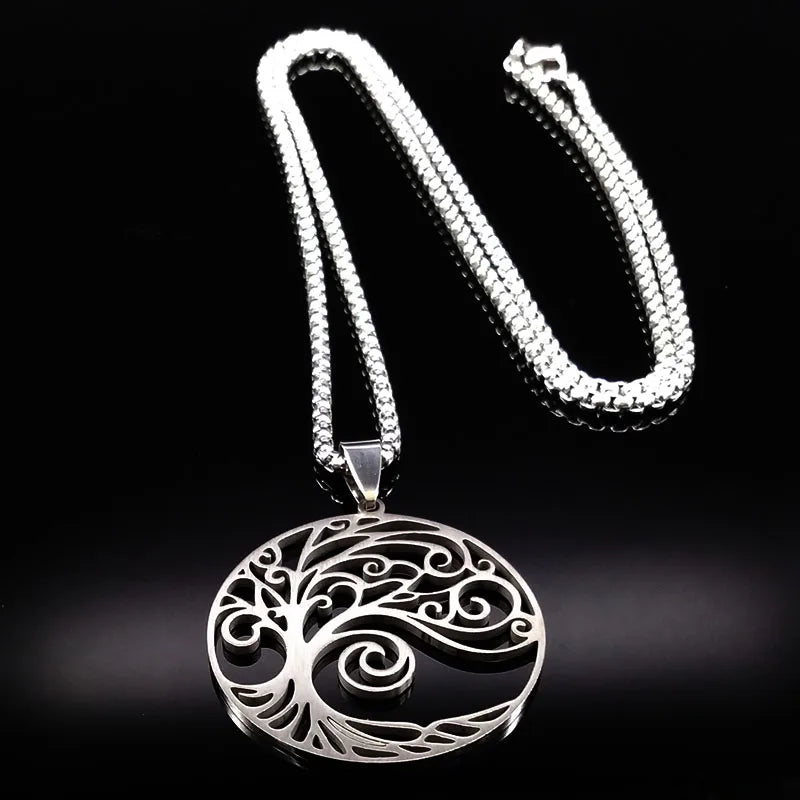 Tree of Life Collar Stainless Steel Women Men Chain Necklaces Pendant