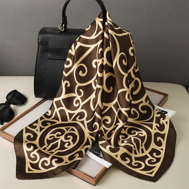 Women Fashion Square Small Silk Satin Scarf Design Printed Bandana Scarves