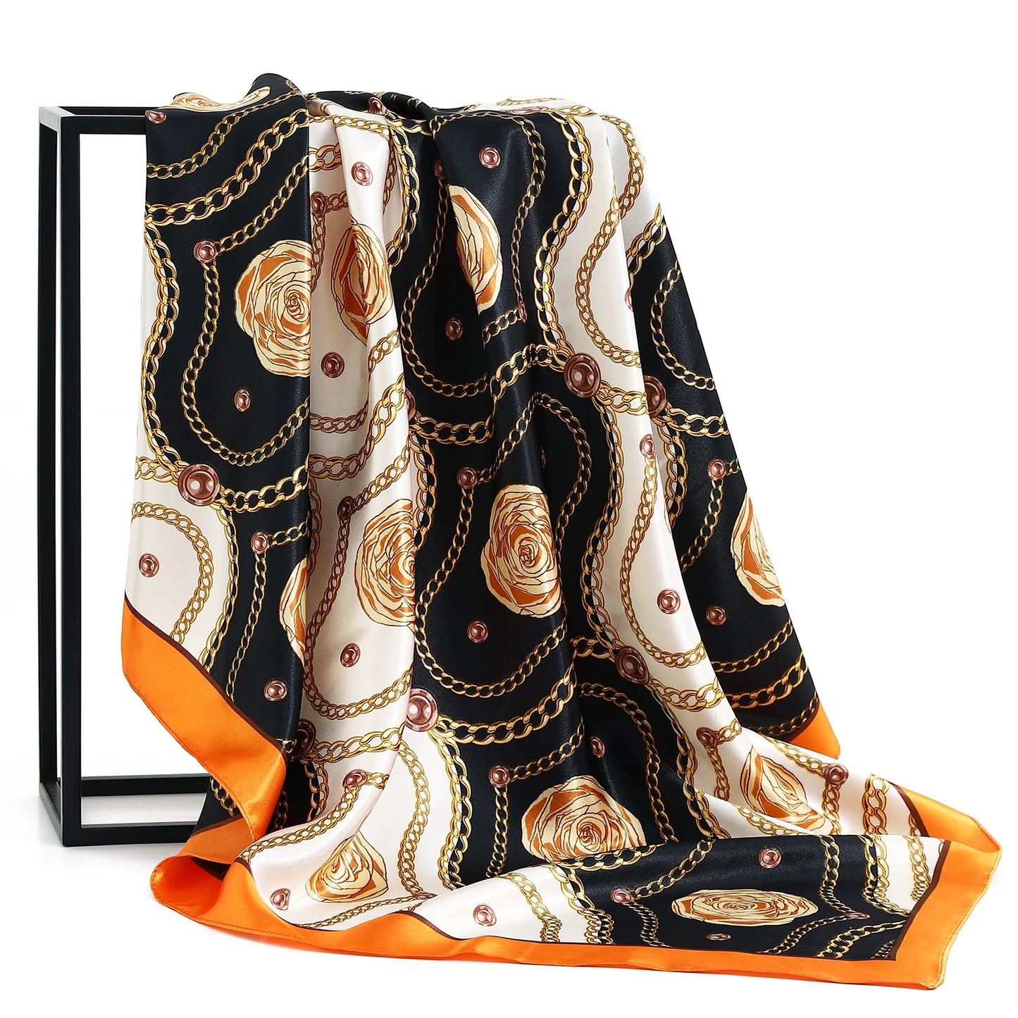 90cm Women Four Seasons Square Silk Satin Bandana Wrap Shawl Scarves Scarfs Spk7