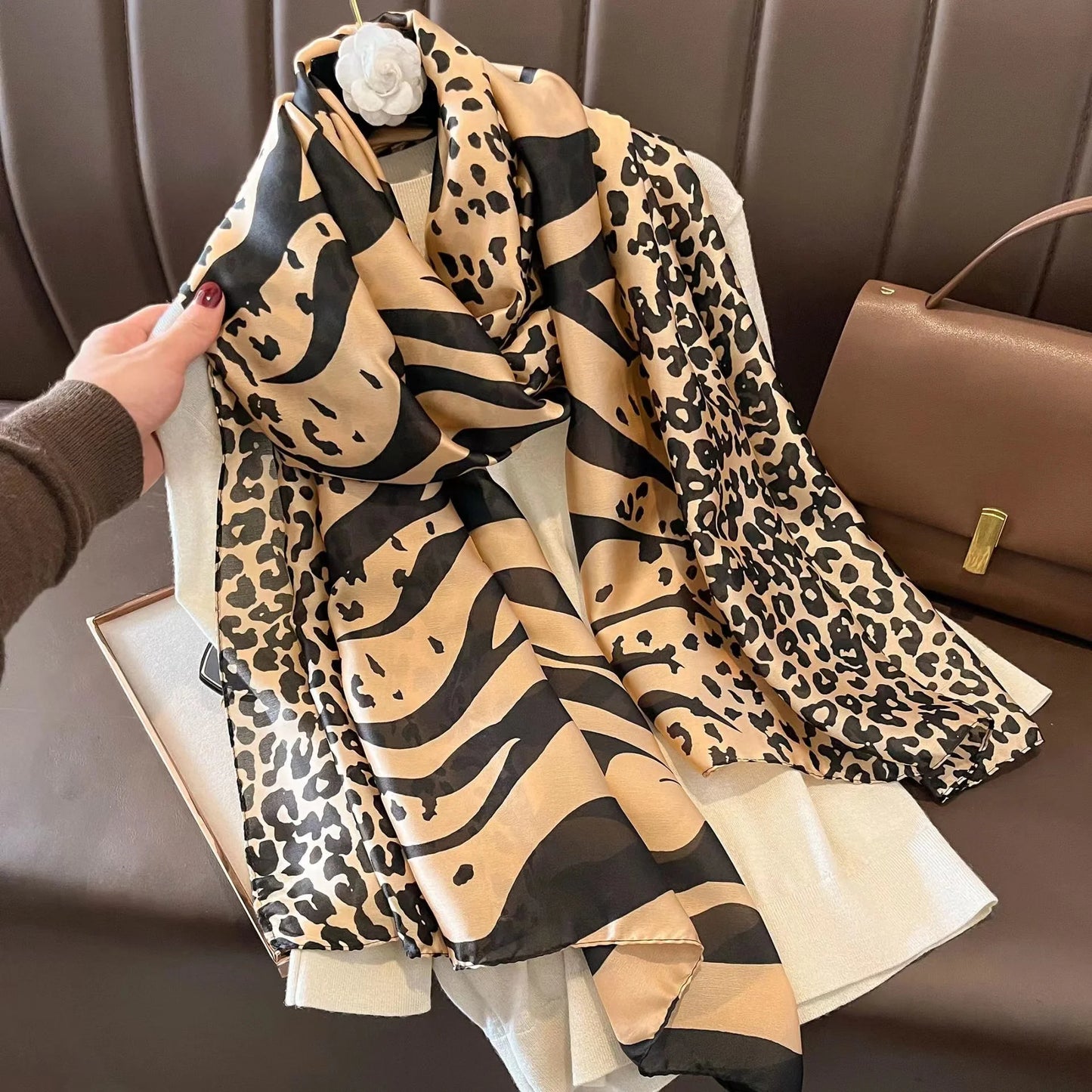 180*90cm Women Designs Silk Satin Bandana Long Shawls Wraps Scarves Pashmina Scarf