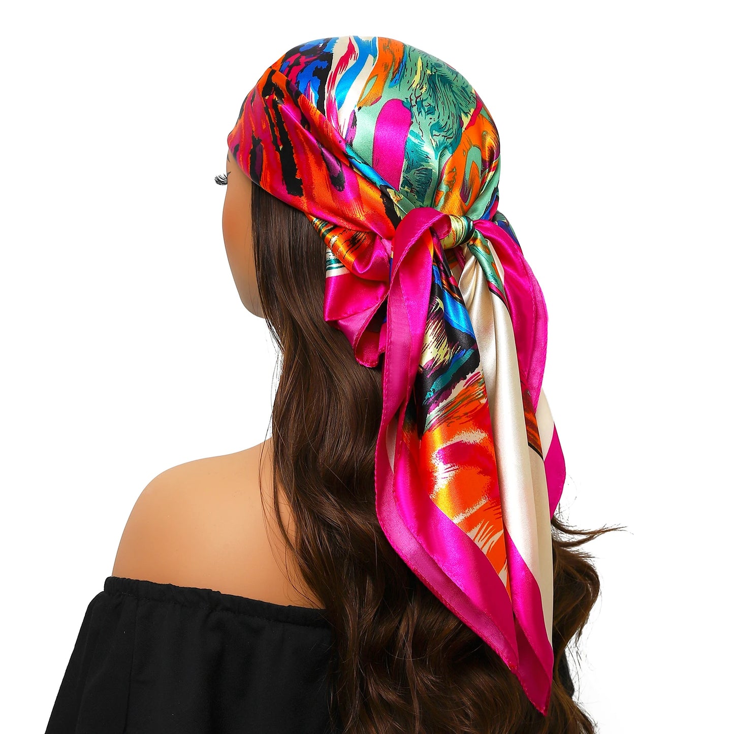 90cm Women Four Seasons Square Silk Satin Bandana Wrap Shawl Scarves Scarfs Spk11