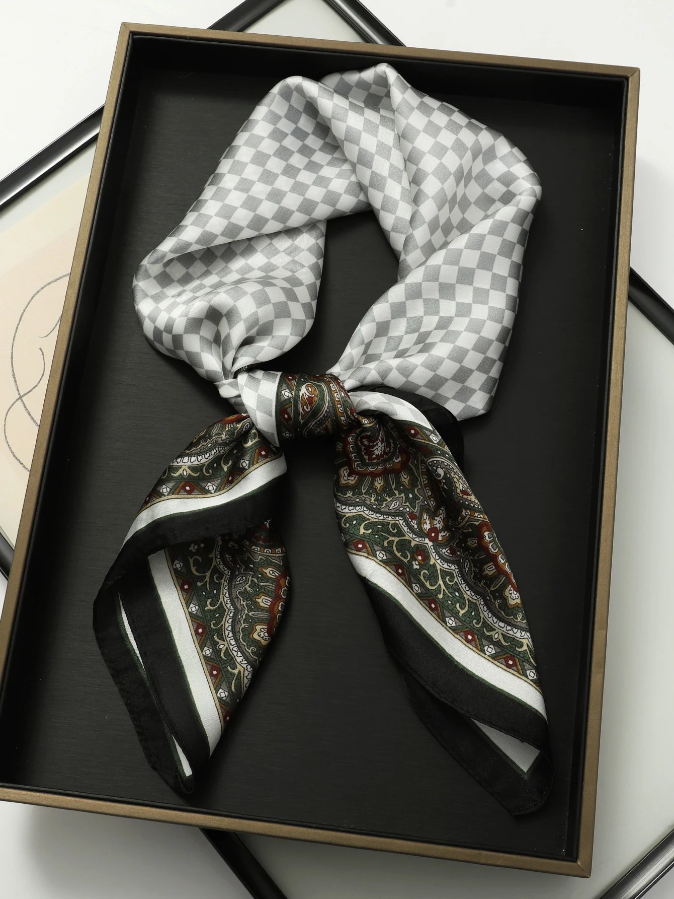 Women Fashion Square Small Silk Satin Scarf Design Printed Bandana Scarves