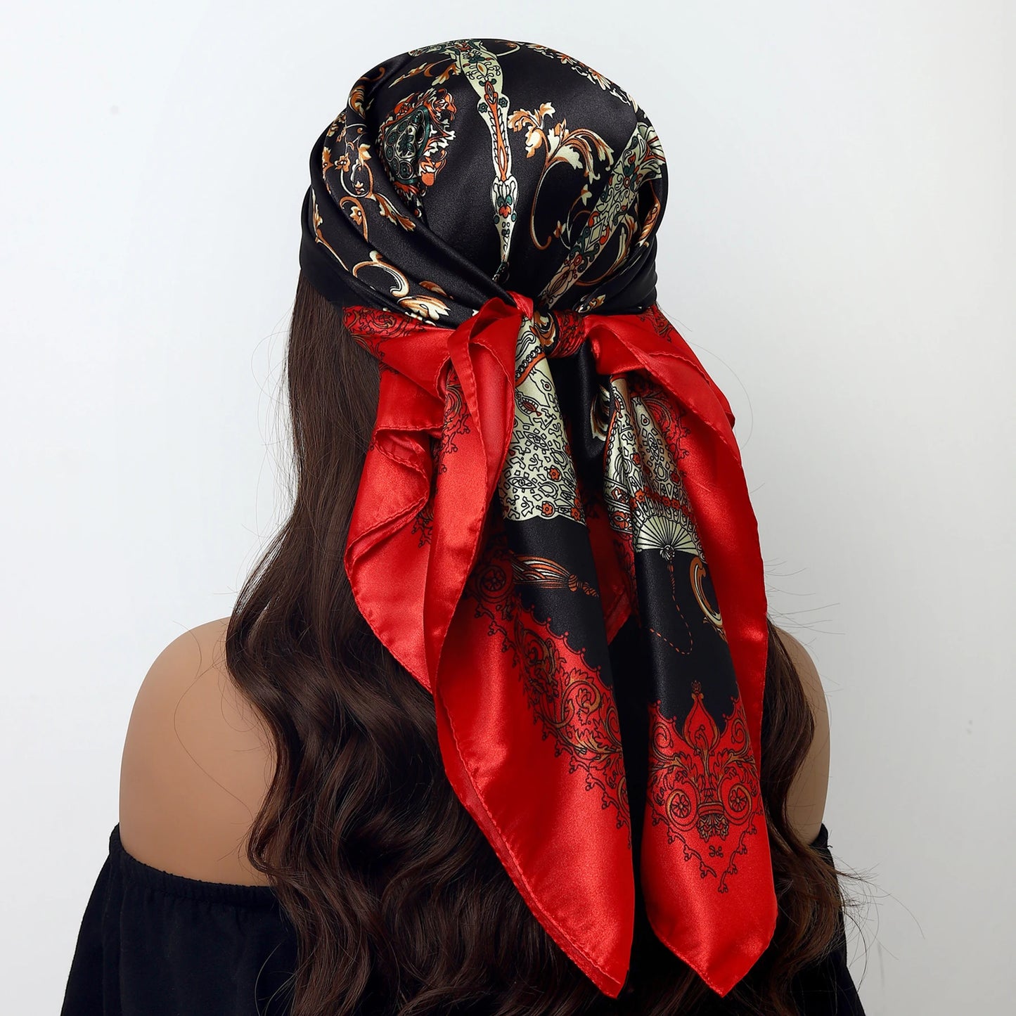 90cm Women Four Seasons Square Silk Satin Bandana Wrap Shawl Scarves Scarfs Sqk7