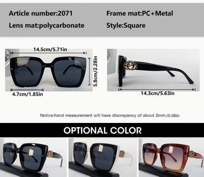 Men Women Glamour Designer Oversized Square Rimless Eyewear UV400 Sunglasses