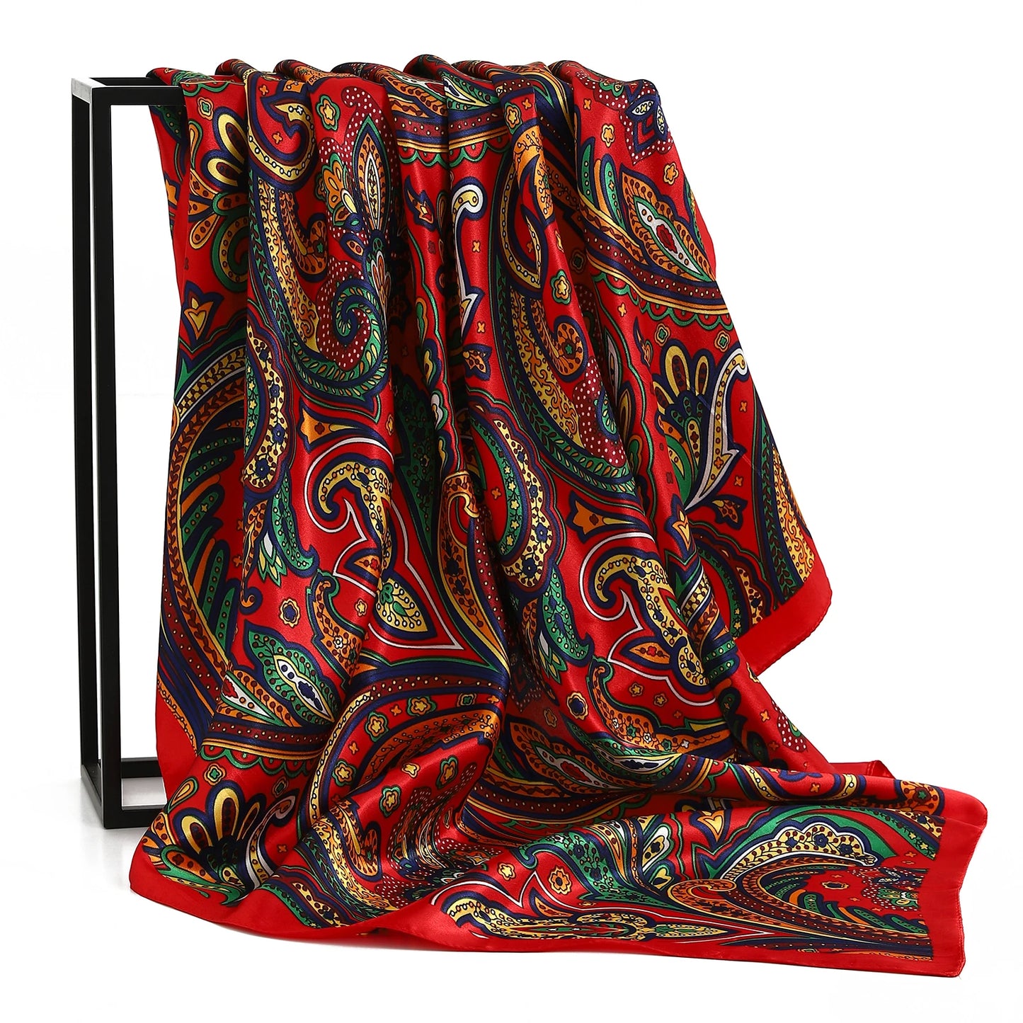 90cm Women Four Seasons Square Silk Satin Bandana Wrap Shawl Scarves Scarfs kfy1