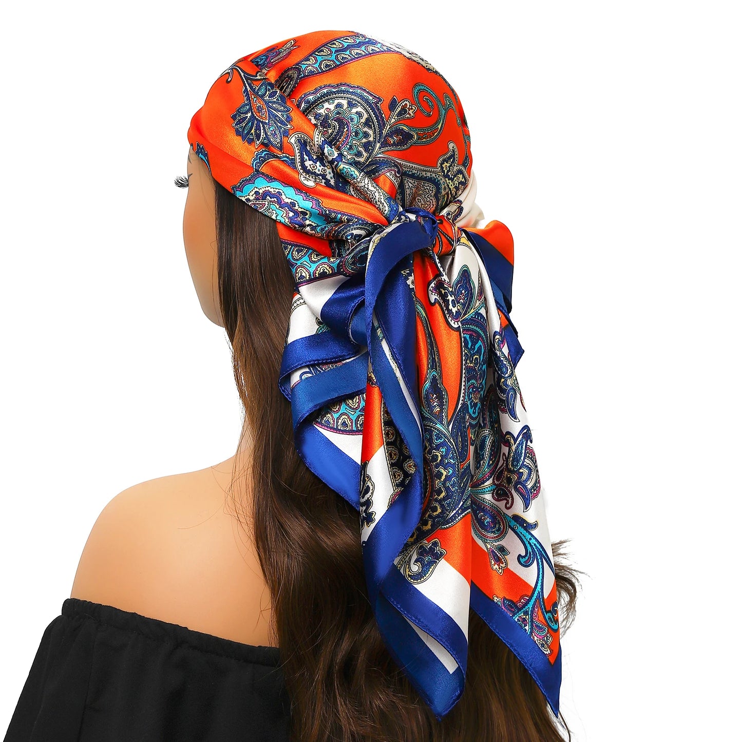 90cm Women Four Seasons Square Silk Satin Bandana Wrap Shawl Scarves Scarfs Spk13