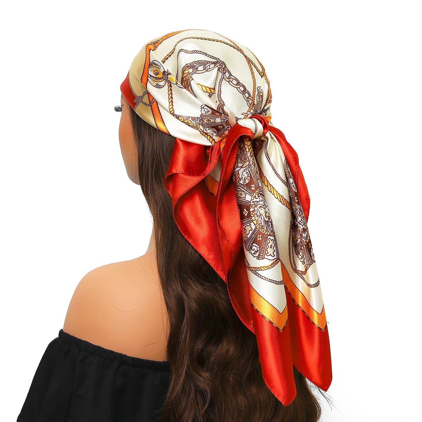 90cm Women Four Seasons Square Silk Satin Bandana Wrap Shawl Scarves Scarfs Sqk7