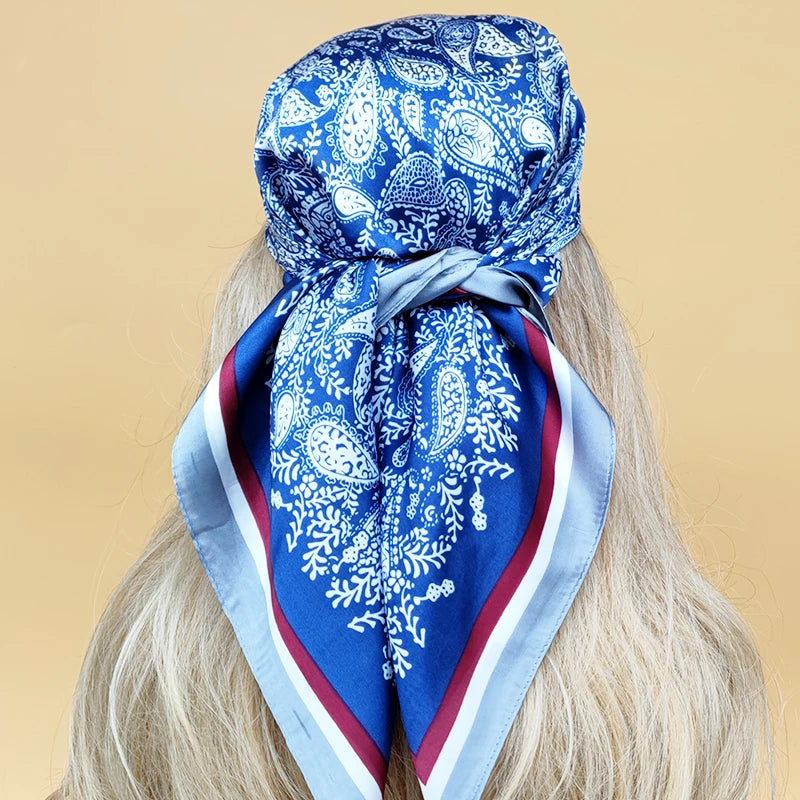 70X70cm Women Luxury Four Seasons Square Silk Satin Bandana Wrap Shawl Scarves Scarfs gk7