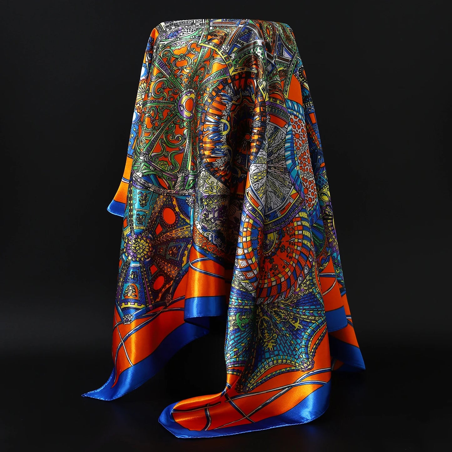 90cm Women Four Seasons Square Silk Satin Bandana Wrap Shawl Scarves Scarfs Sqk7