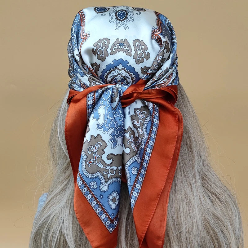 70X70CM Women Four Seasons Square Silk Satin Bandana Wrap Shawl Scarves Scarfs gf02