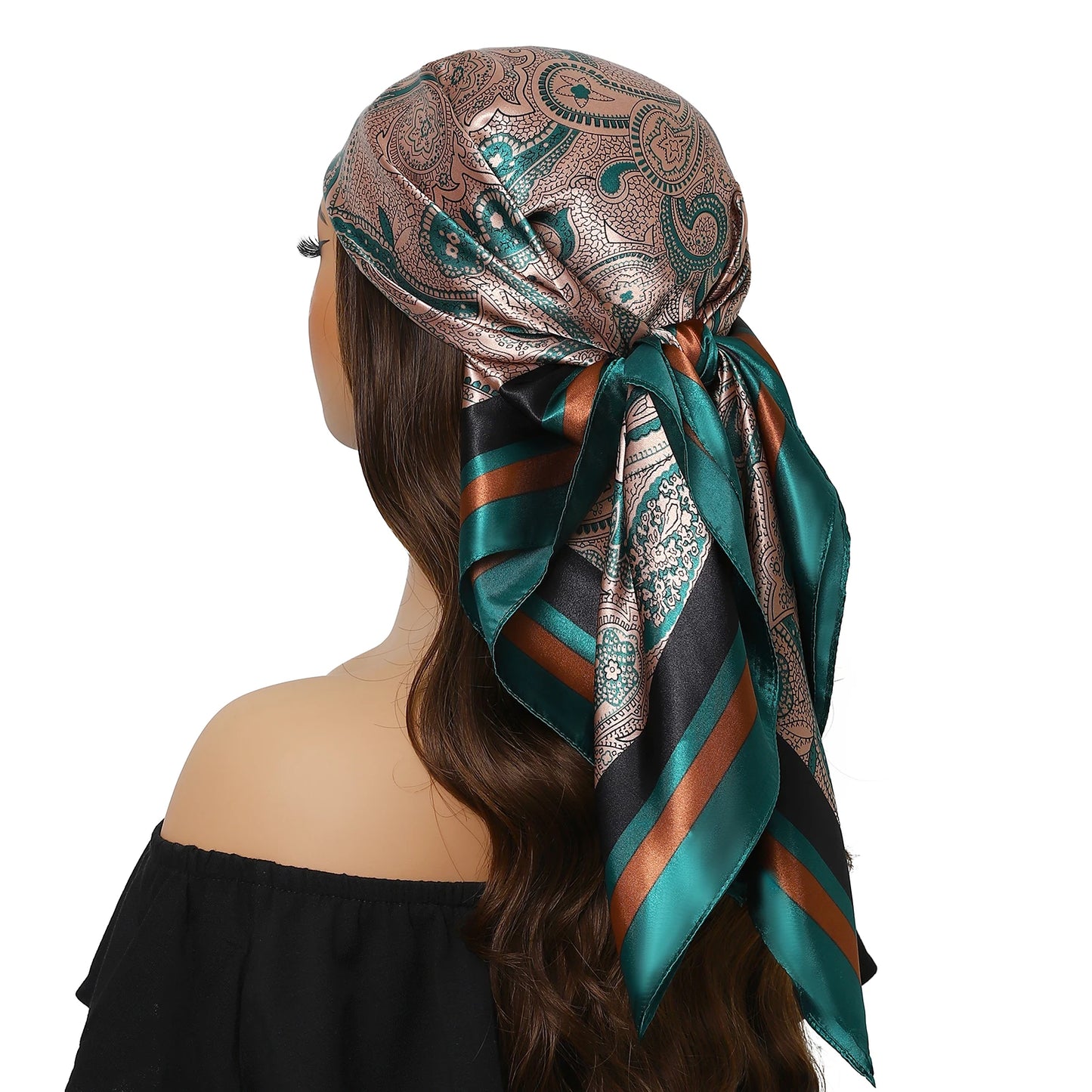90cm Women Four Seasons Square Silk Satin Bandana Wrap Shawl Scarves Scarfs Spk13