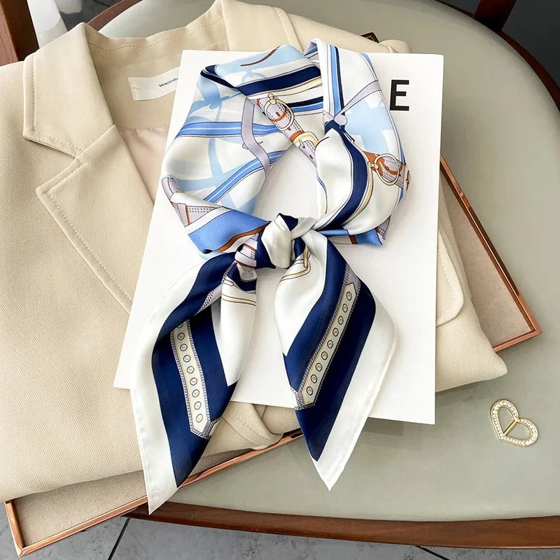 Women Silk Feeling Design Satin Square Scarf Wrap Shawl Scarves