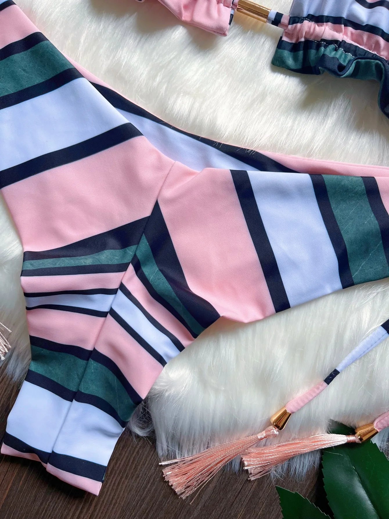 Sexy Braiding rope Bandage Two-piece Triangle Swimwear Bathing Brazilian Bikini