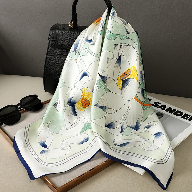 Women Fashion Square Small Silk Satin Scarf Design Printed Bandana Scarves