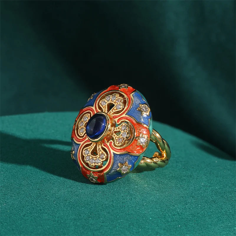 Women Hollowed Out Carvings Oval Enamel Dubai Gold Color Petal Pendant Necklace Earrings Rings