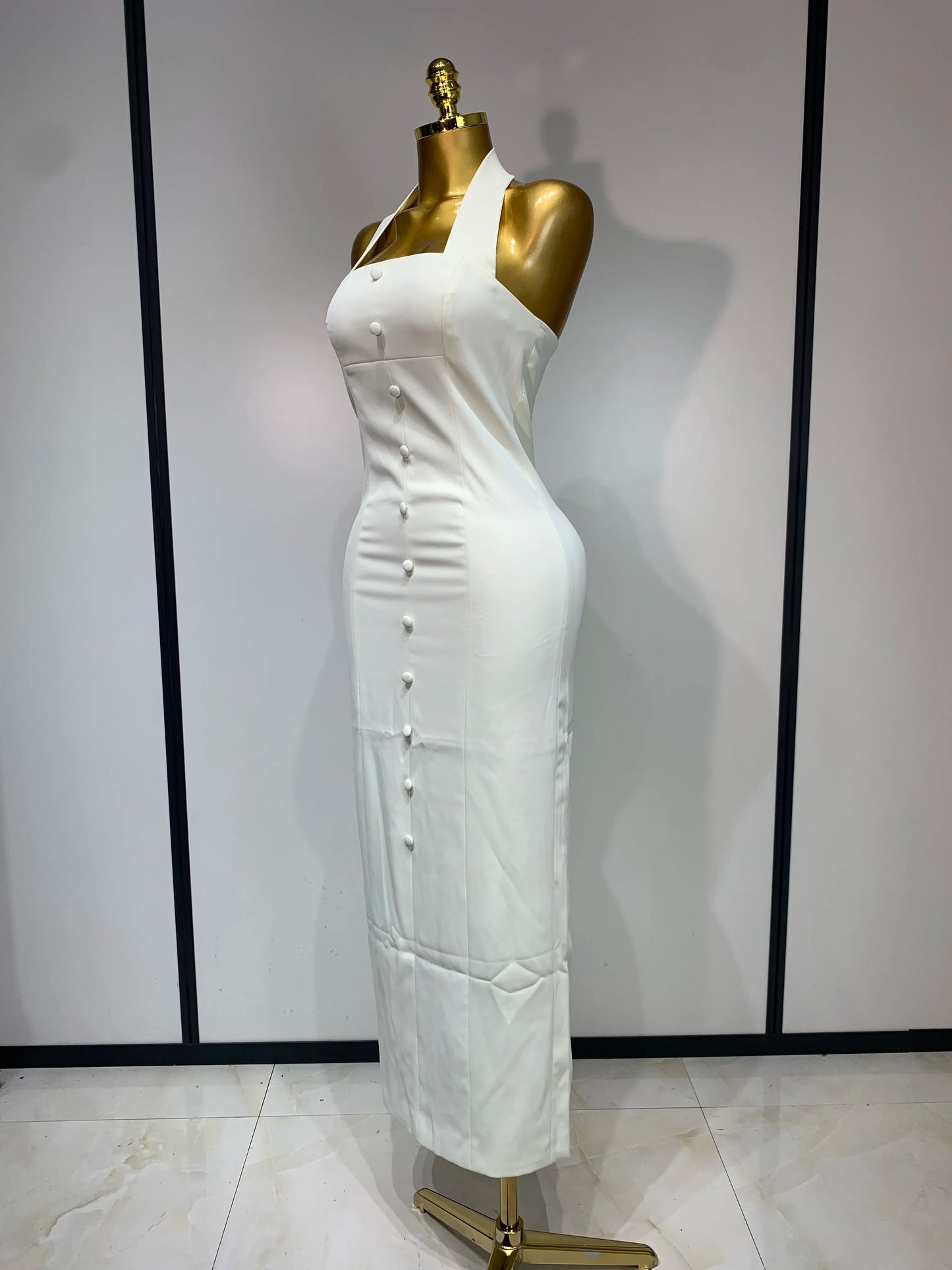 Women Sleeveless Long Sexy Halter Backless Cocktail Celebrity Evening Party Club Dress