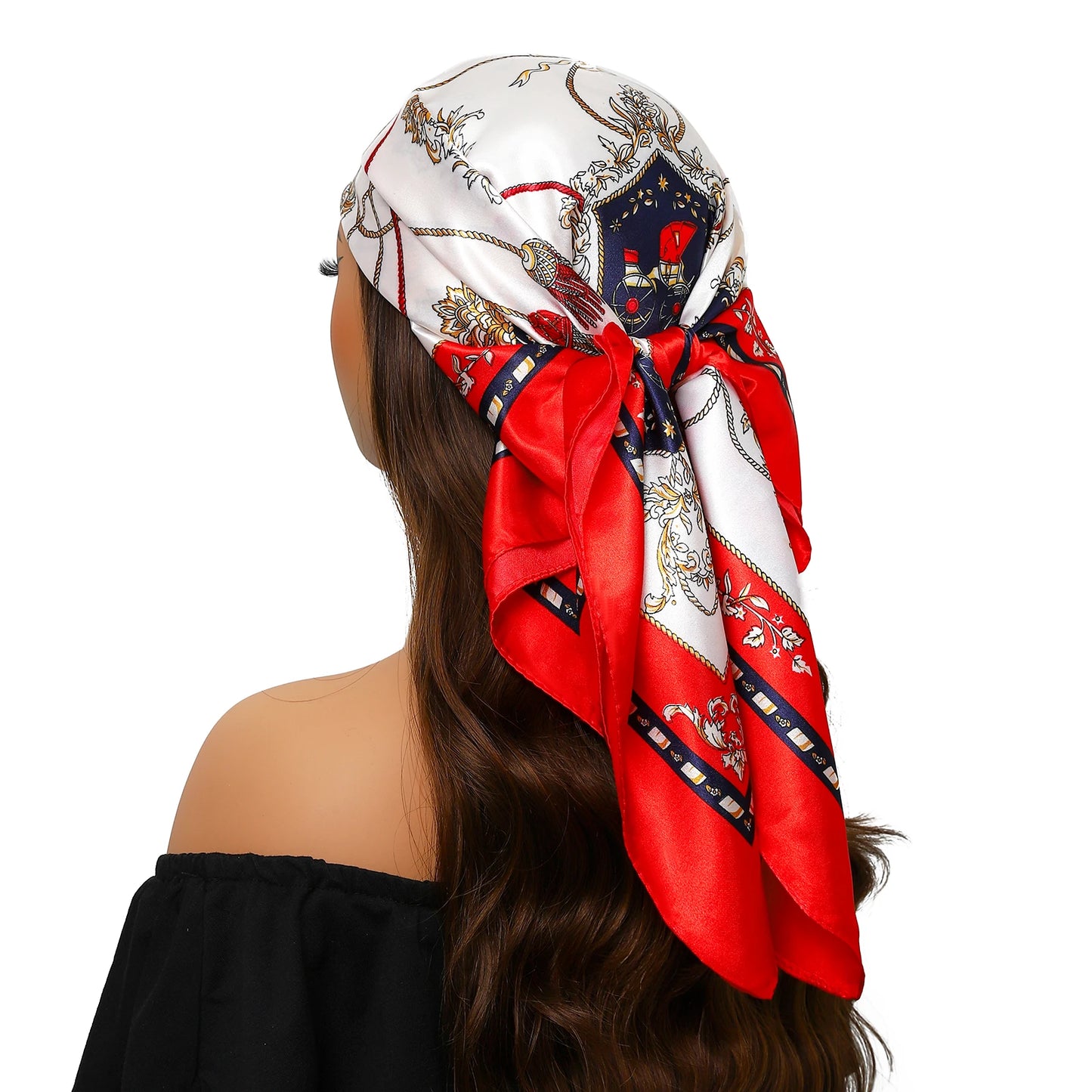90cm Women Four Seasons Square Silk Satin Bandana Wrap Shawl Scarves Scarfs Spk13