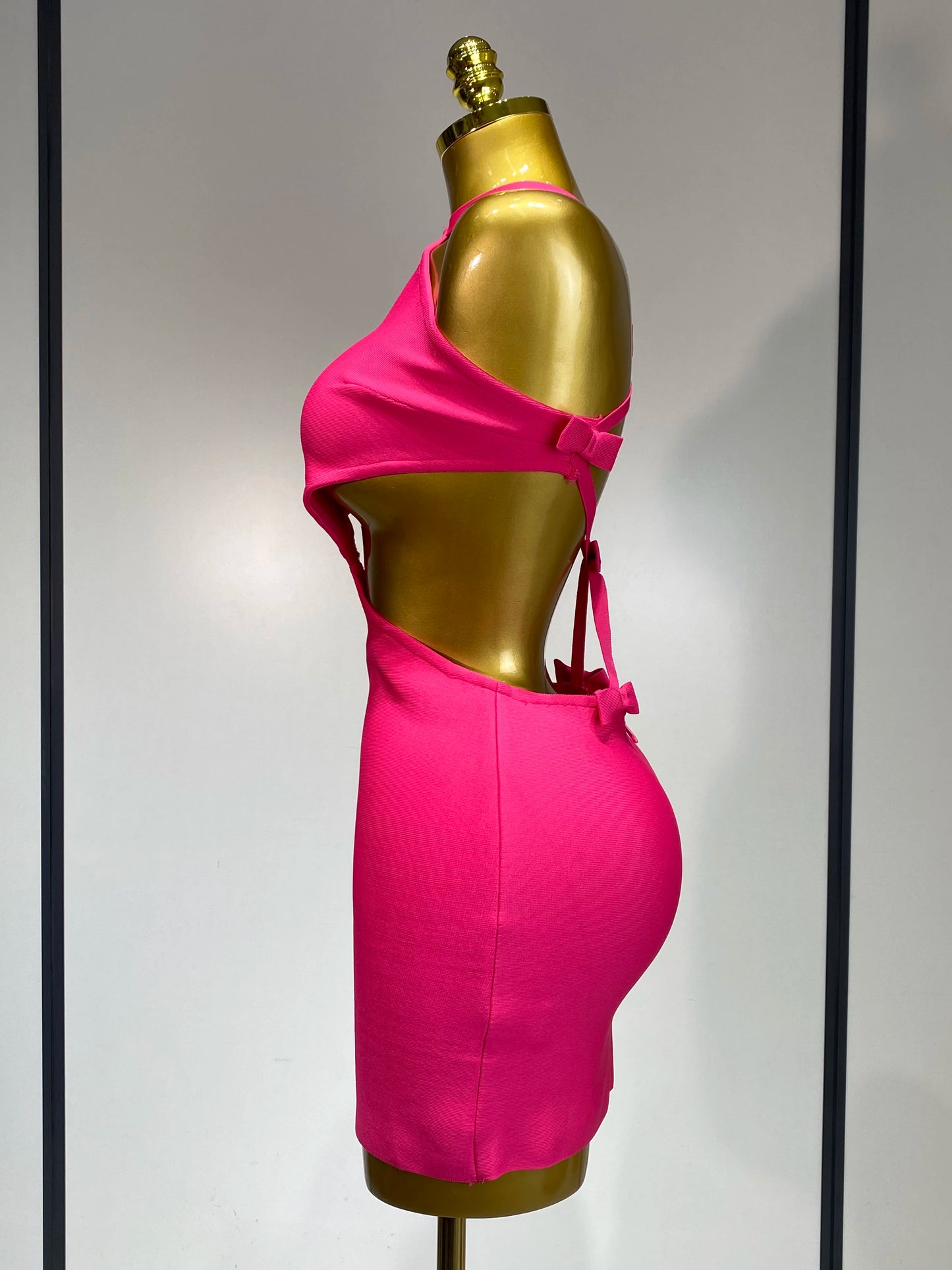 Sexy Backless Cut Out Bow Tie Bandage Celebrity Evening Party Birthday Dress