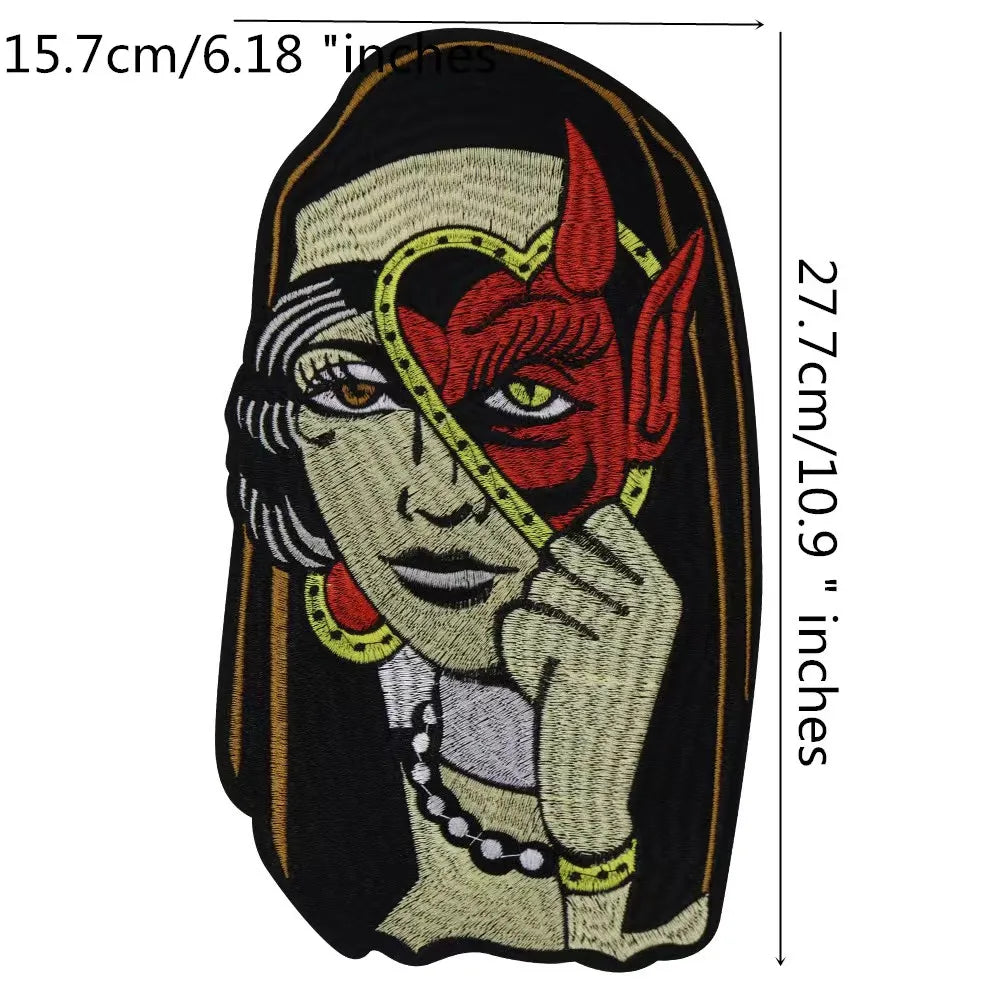 Embroidered Beauty Sexy Red Rose Love face Girl Patch Iron On Embroidered Patches for Clothes