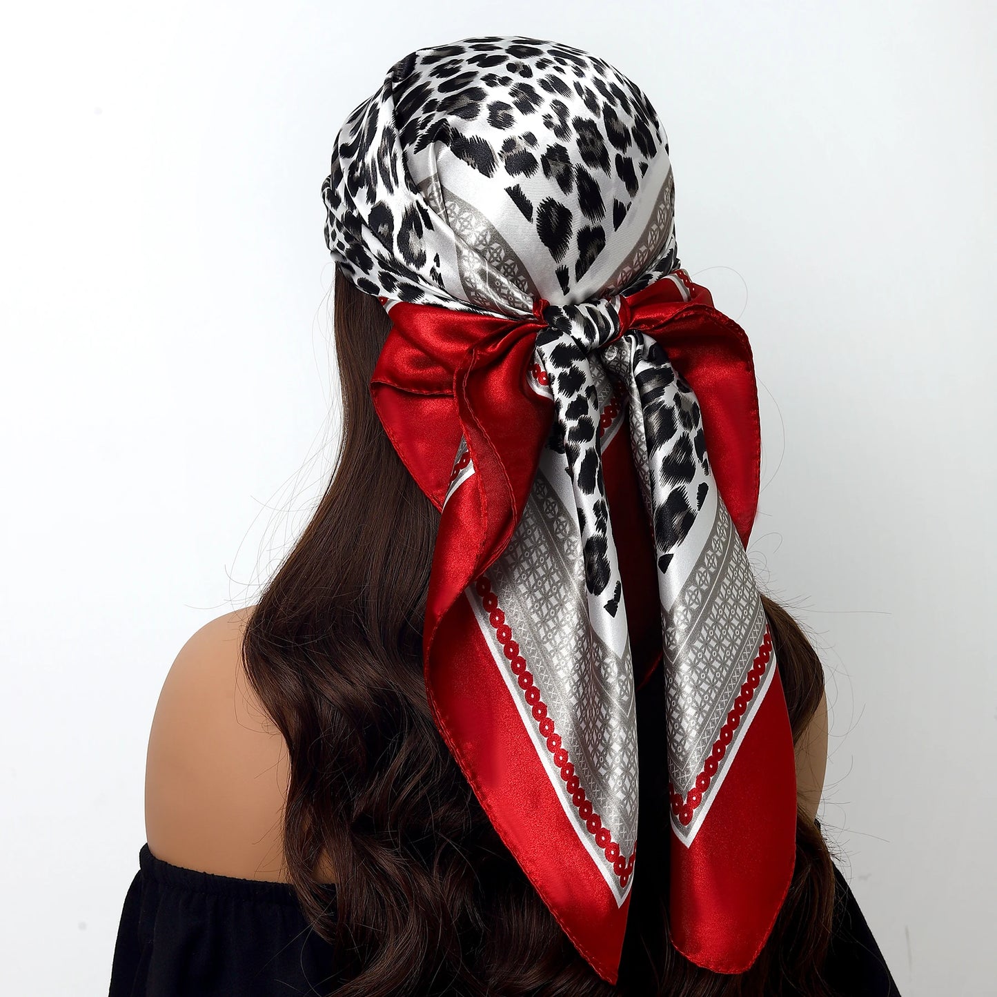 90cm Women Four Seasons Square Silk Satin Bandana Wrap Shawl Scarves Scarfs Sqk7