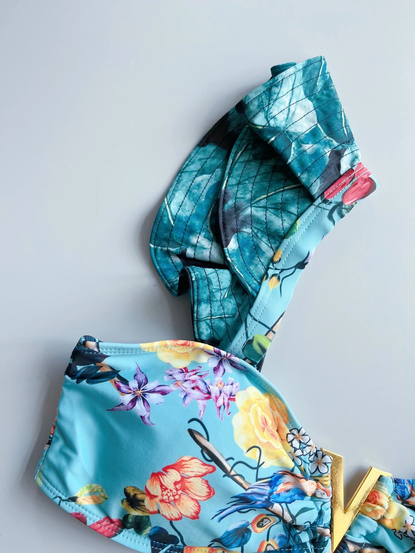 Two-Pieces Sexy Floral Push-Up Strappy Ruffles Bandage Bikini Swimsuit Swimwear Bathing Suit