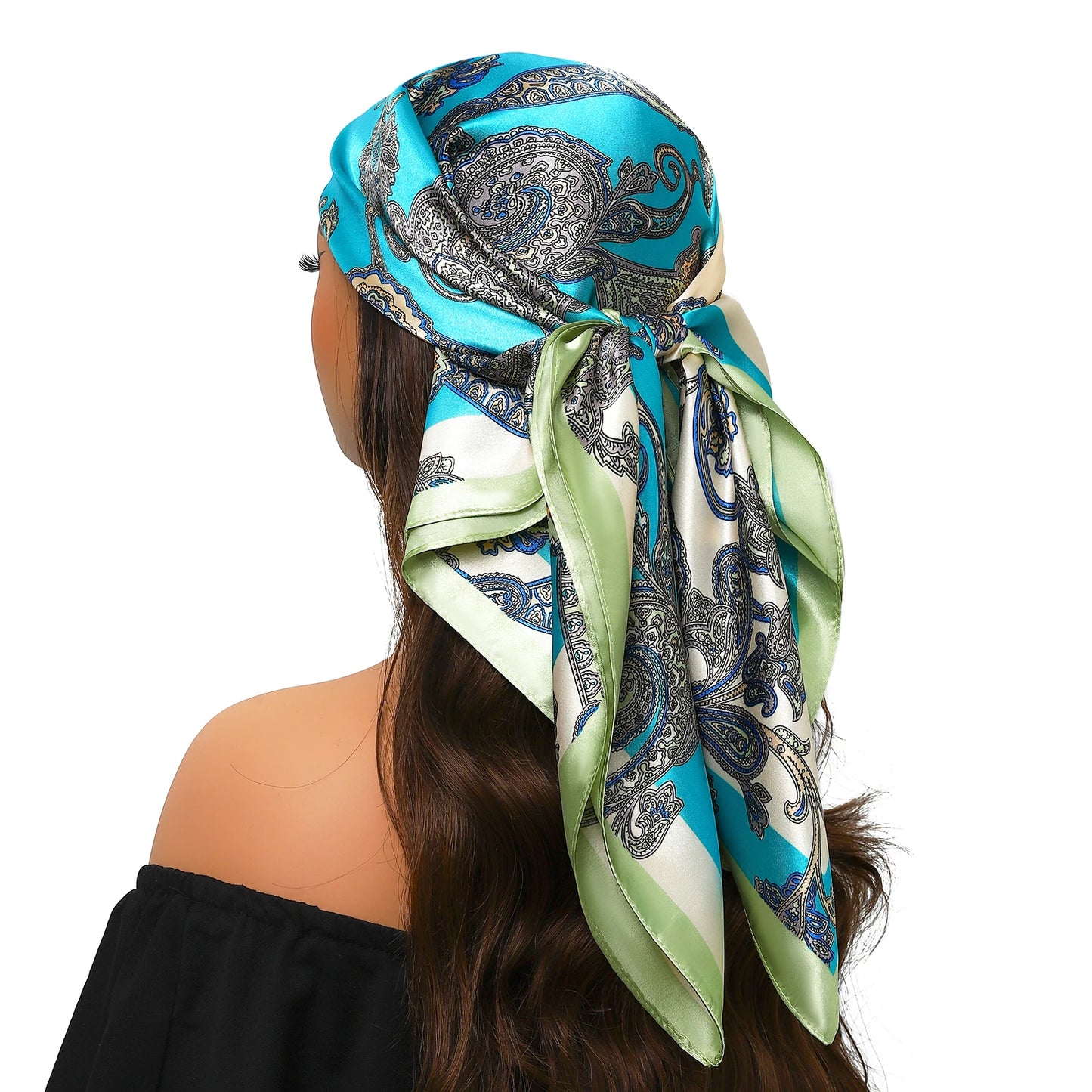 90cm Women Four Seasons Square Silk Satin Bandana Wrap Shawl Scarves Scarfs Spk13