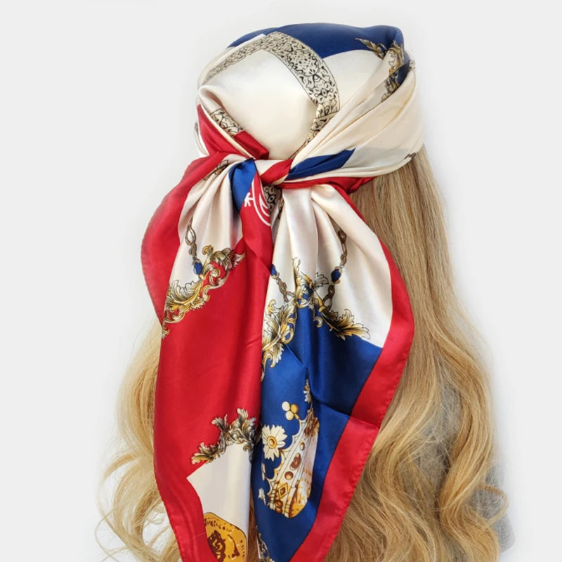 90cm Women Four Seasons Square Silk Satin Bandana Wrap Shawl Scarves Scarfs gf08