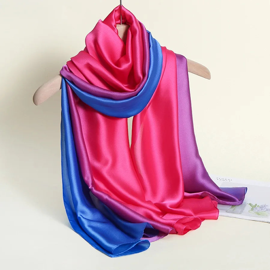 180*90cm Women Chiffon Scarf Gradient Color Shawl Poncho Beach Scarves Wrap