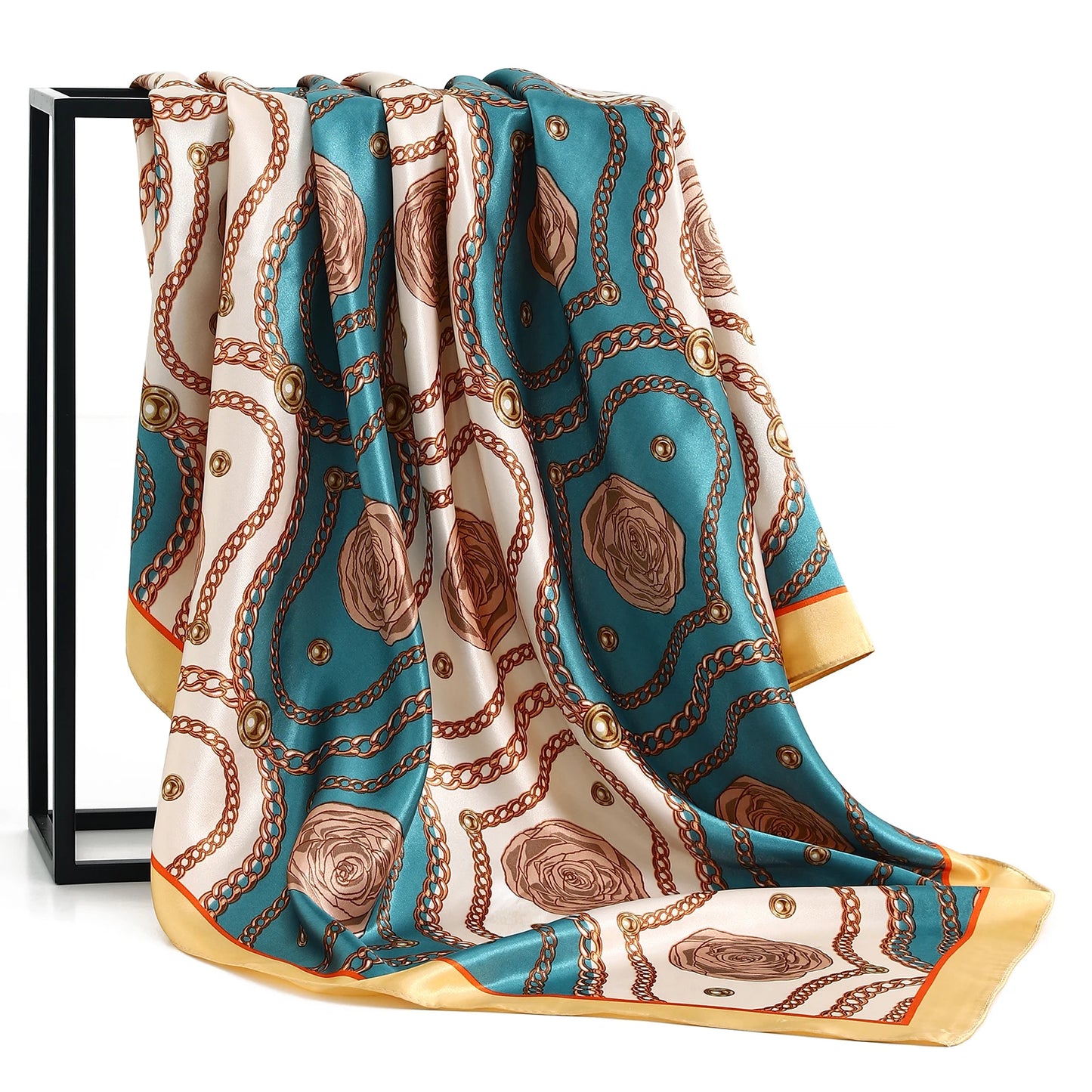 90cm Women Four Seasons Square Silk Satin Bandana Wrap Shawl Scarves Scarfs Spk7