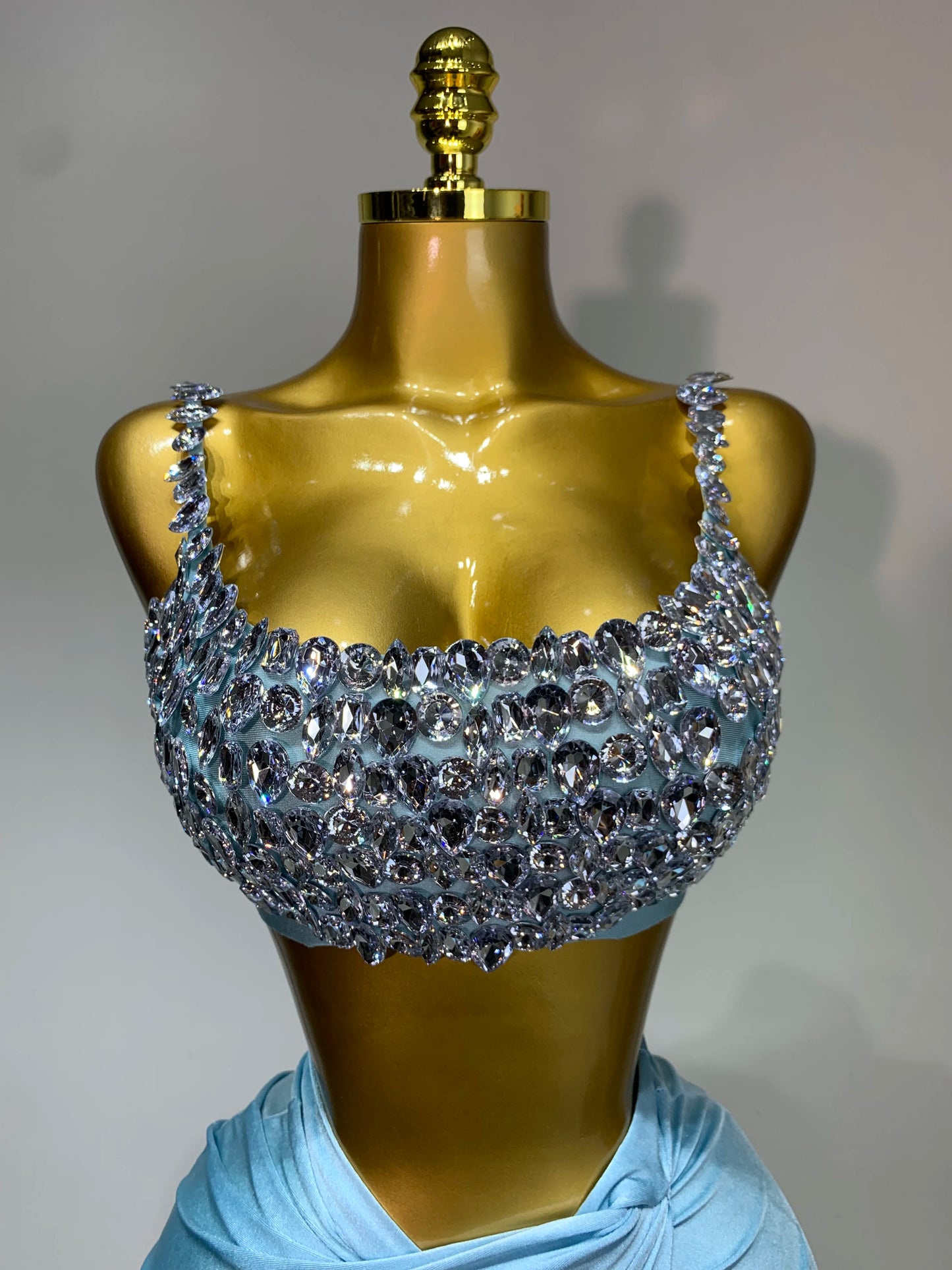 Women Sparkly Rhinestone Crop Tops Long Skirt Two Pieces Birthday Party Dinner Dress